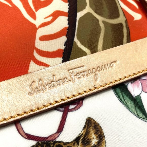 Salvatore Ferragamo Animal Print Tiger Handbag/Tote Bag Nylon Women's Multicolor